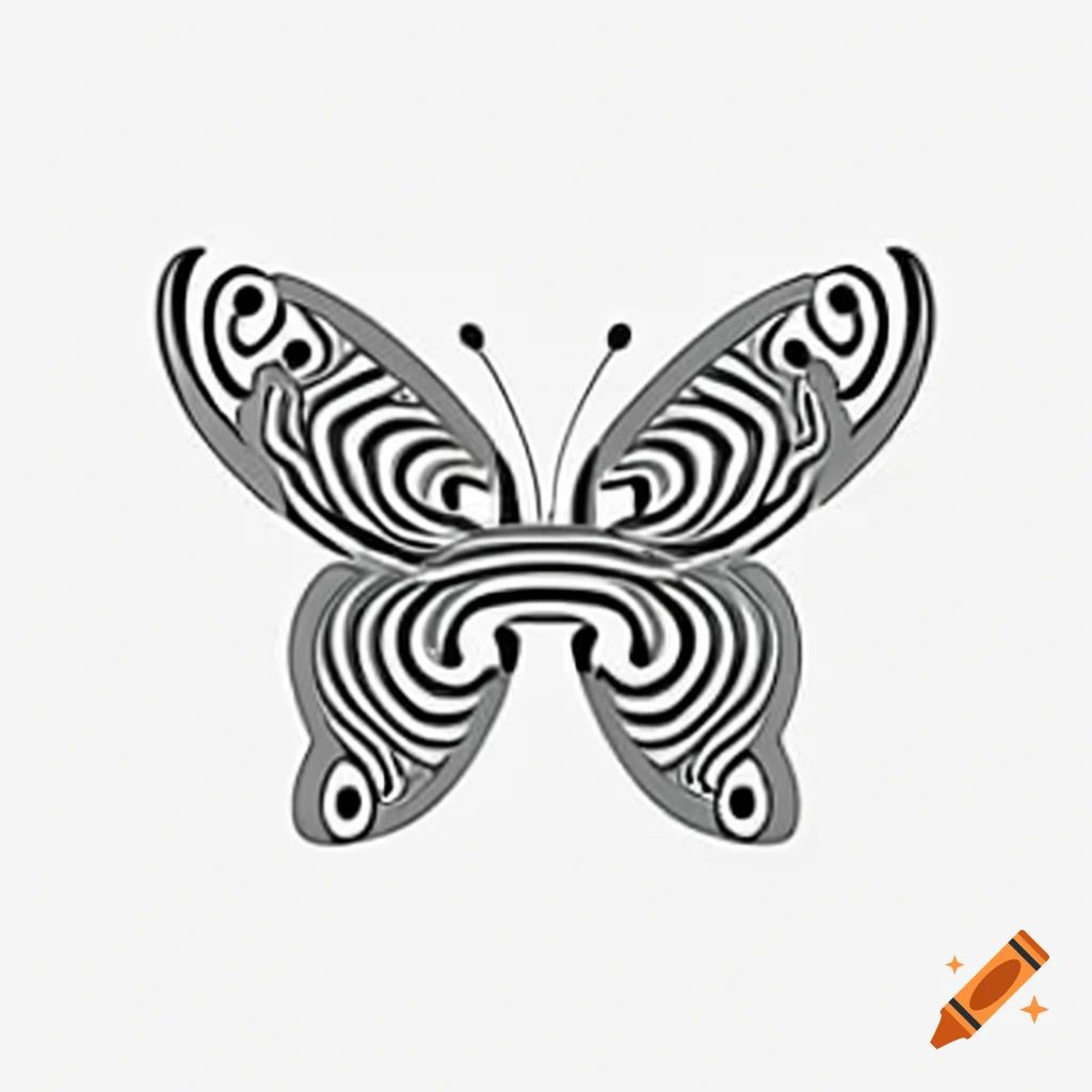 Black and white optical illusion butterfly design