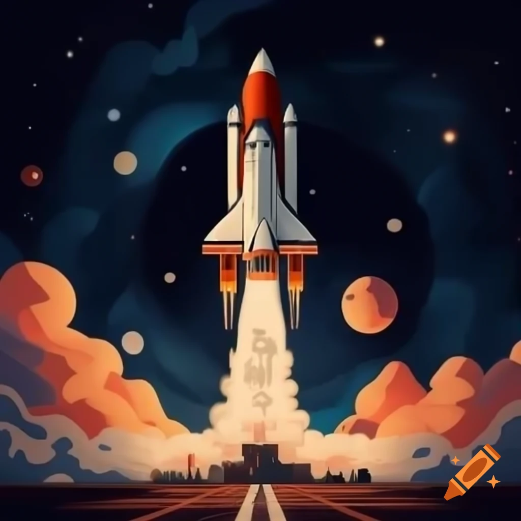 Rocket ship with 'Dream Big' inscription in space theme