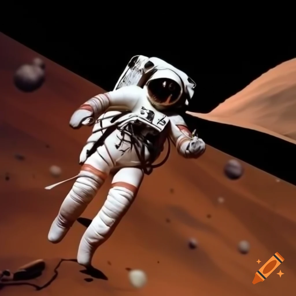Astronaut in space suit with Mars visible in the background