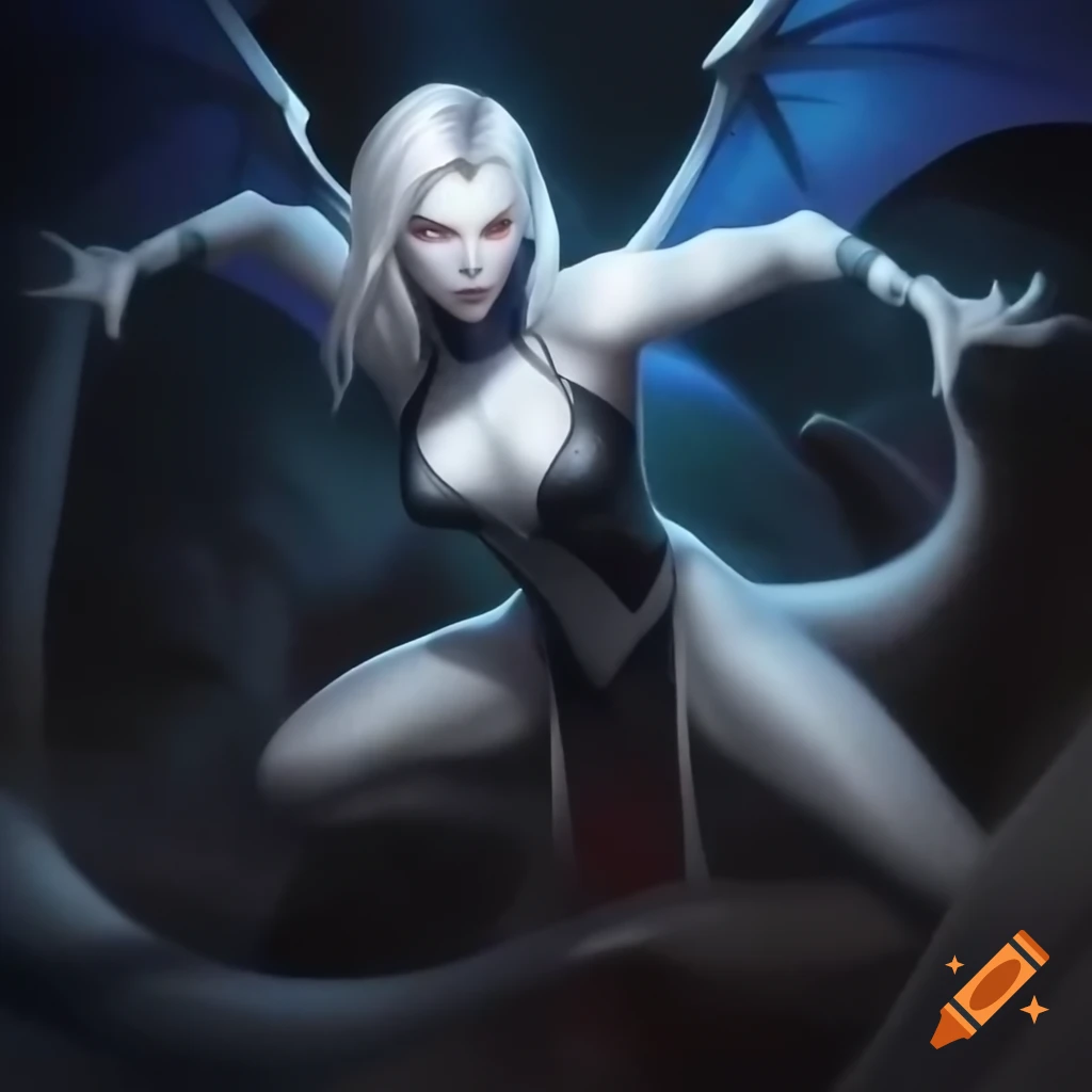 Albino sorceress with dragon-like features, ready for Dungeons and Dragons adventure