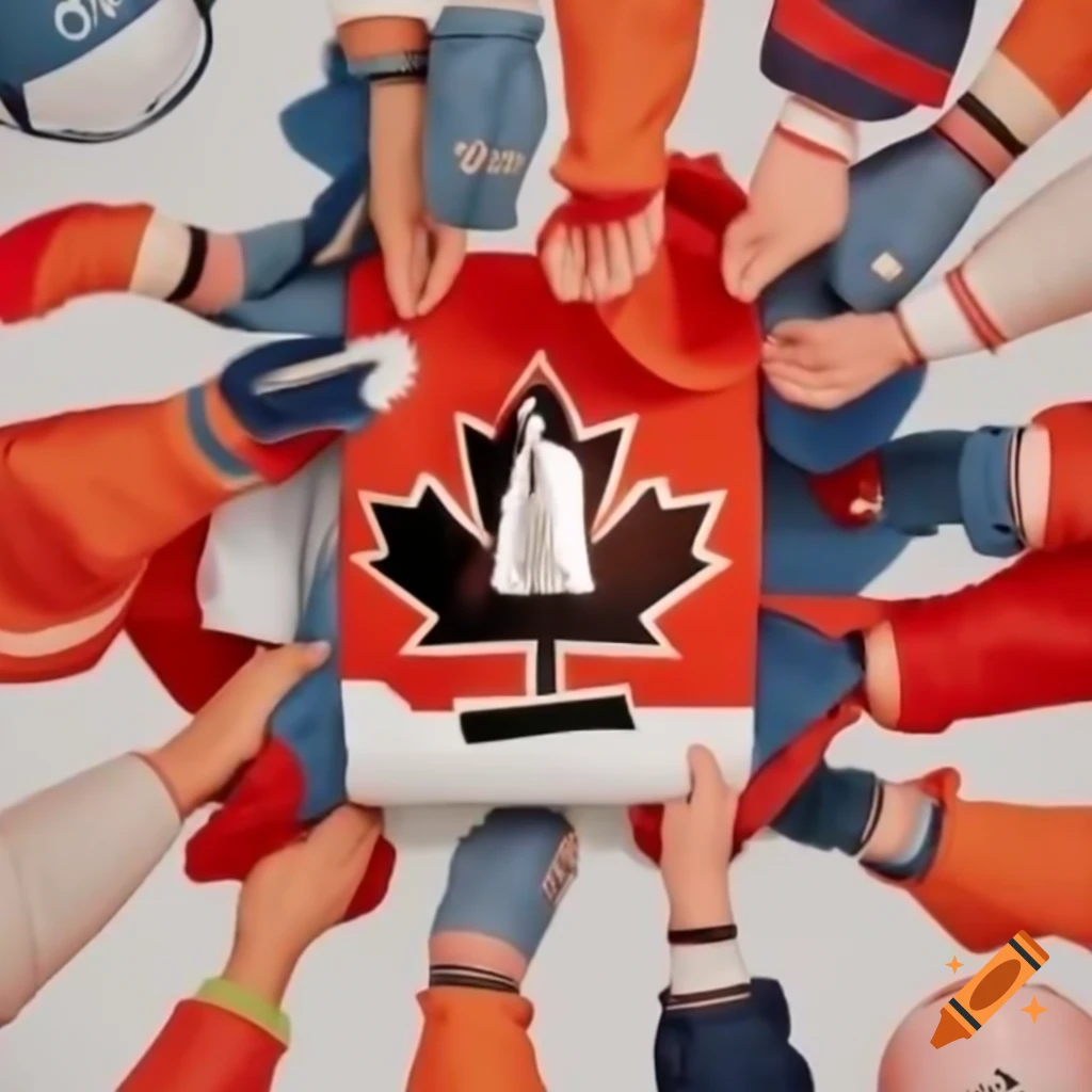 Canadian maple leaf and hockey sticks embodying national pride