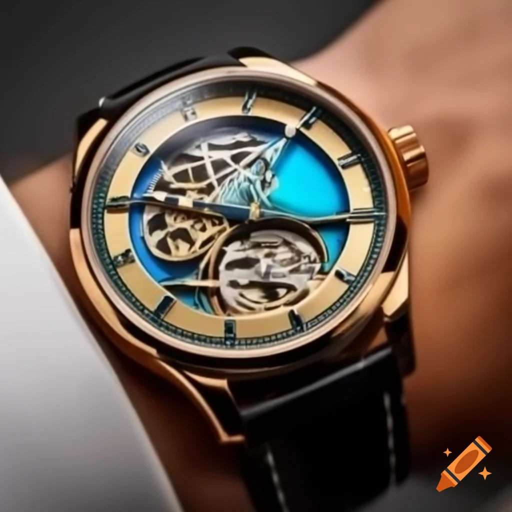 Hubert Billingsworth opal-faced skeleton automatic wristwatch in 18k gold and platinum