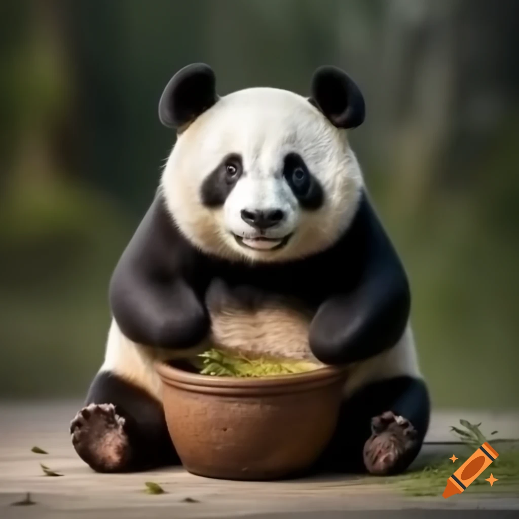Detailed pencil drawing of a panda with a surrealistic look