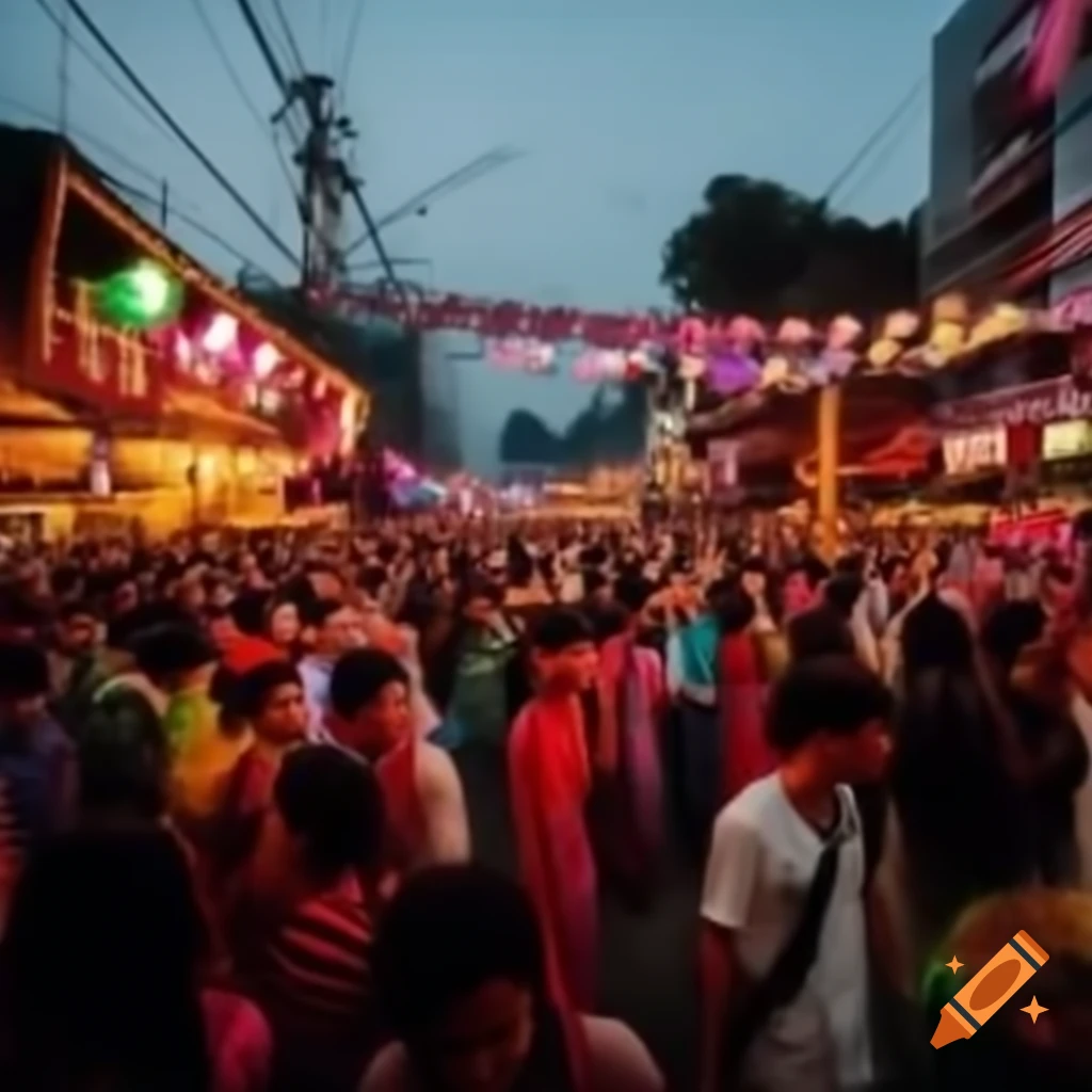 Celebration of Songkran festival on Khaosan Road, featuring water fights and festivities