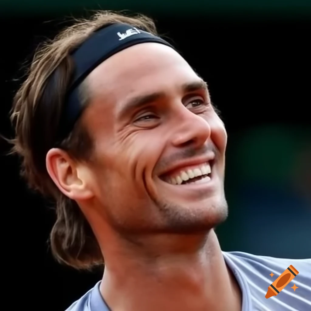 Tennis champion smiling after victory, showcasing joy