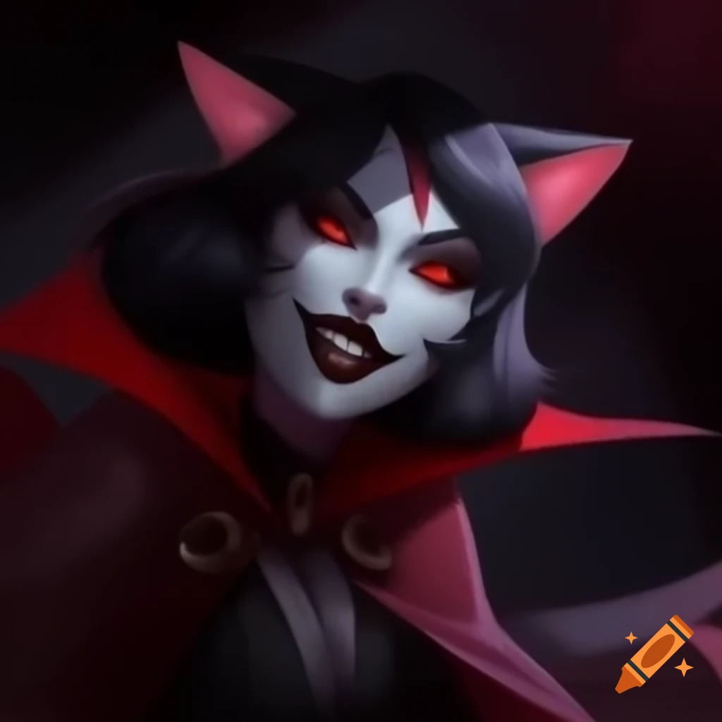 Medieval vampire character with cat ears and tail