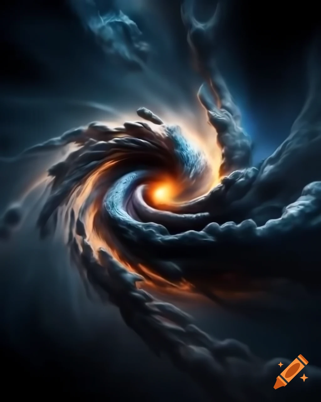 Swirling vortex of cosmic dust and gas in dark space
