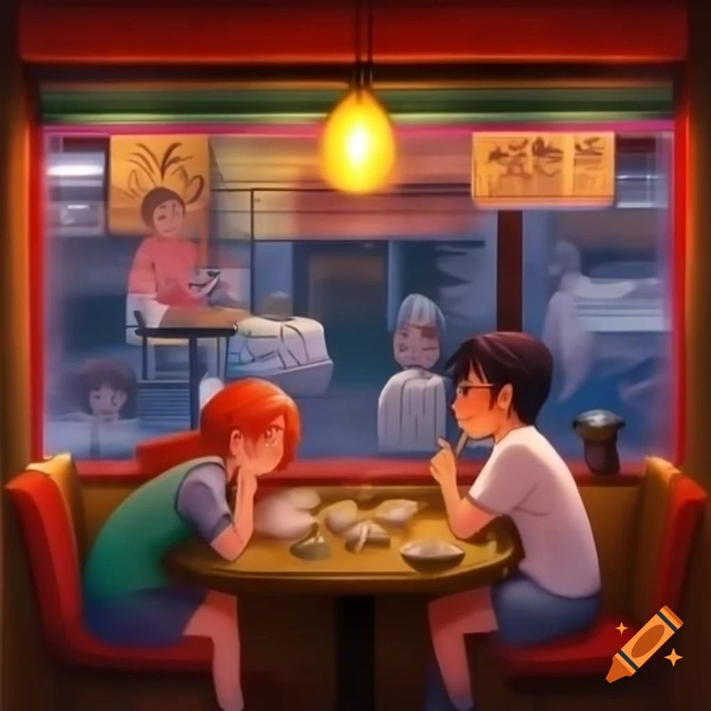 Young couple dining in cozy restaurant, man using chopsticks