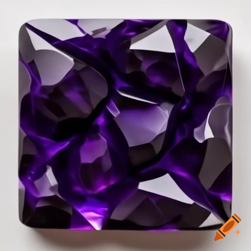 Realistic square obsidian with purple cracks