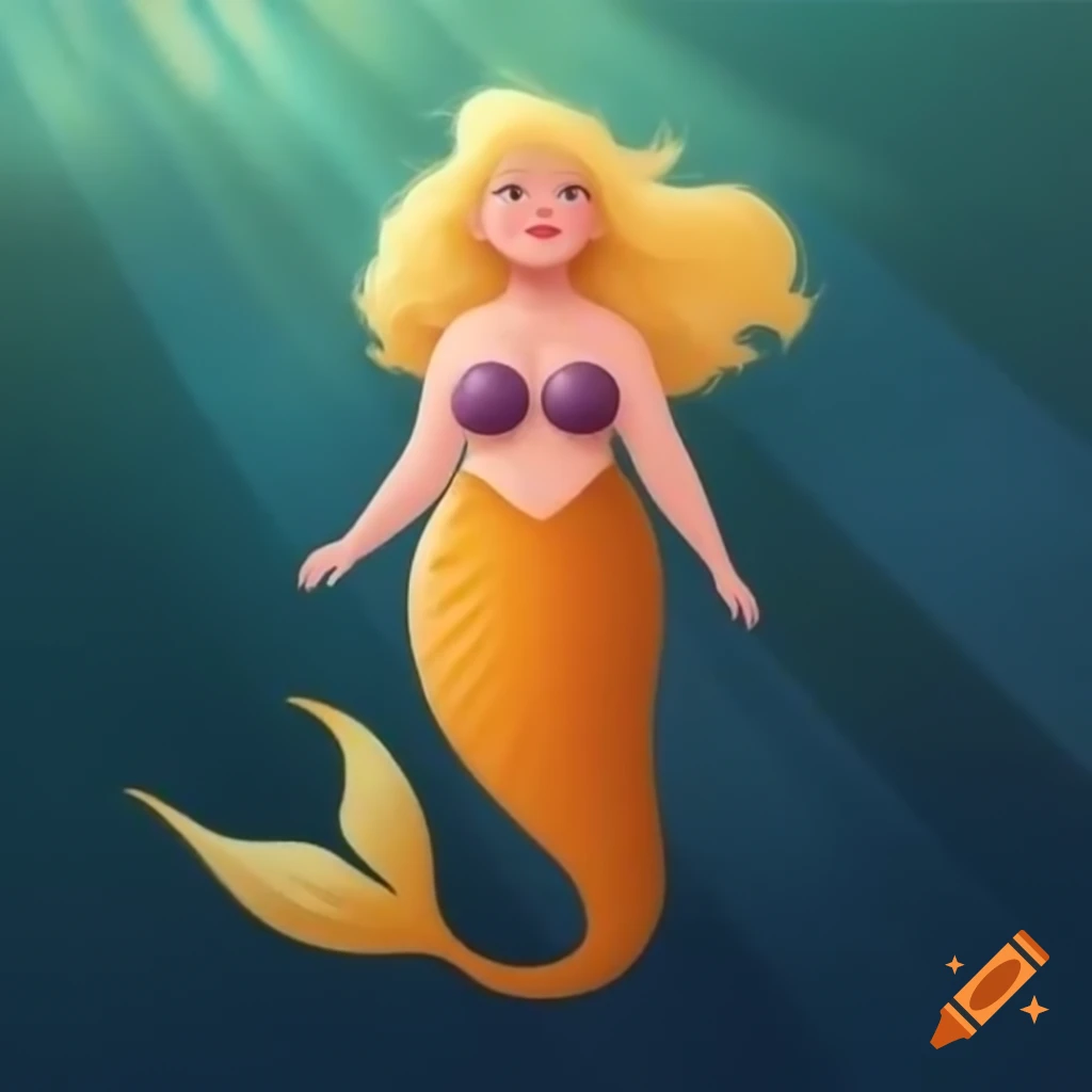 Plus size mermaid with honey-blonde hair and tail inspired by H2O: Just Add Water