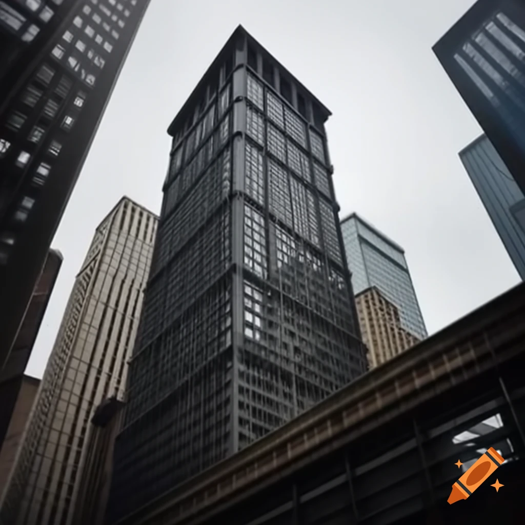 Modern skyscraper design with shed structure