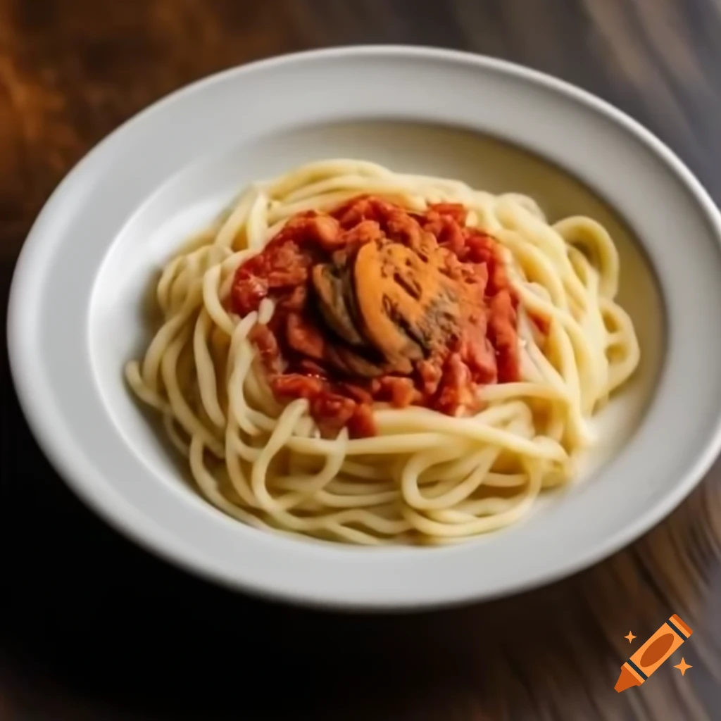 Plate of linguine with Lukso crypto logo centerpiece