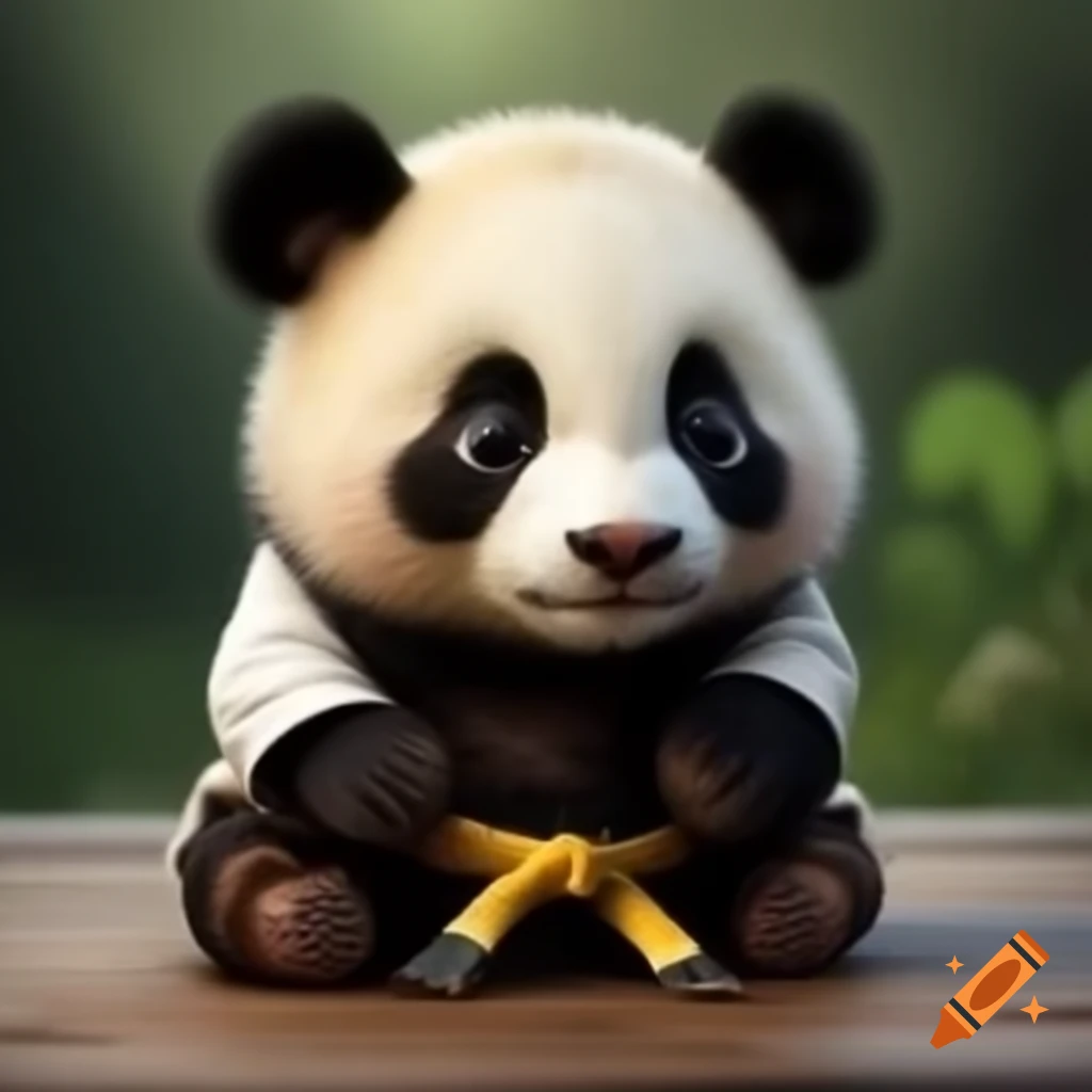 Cute panda practicing judo