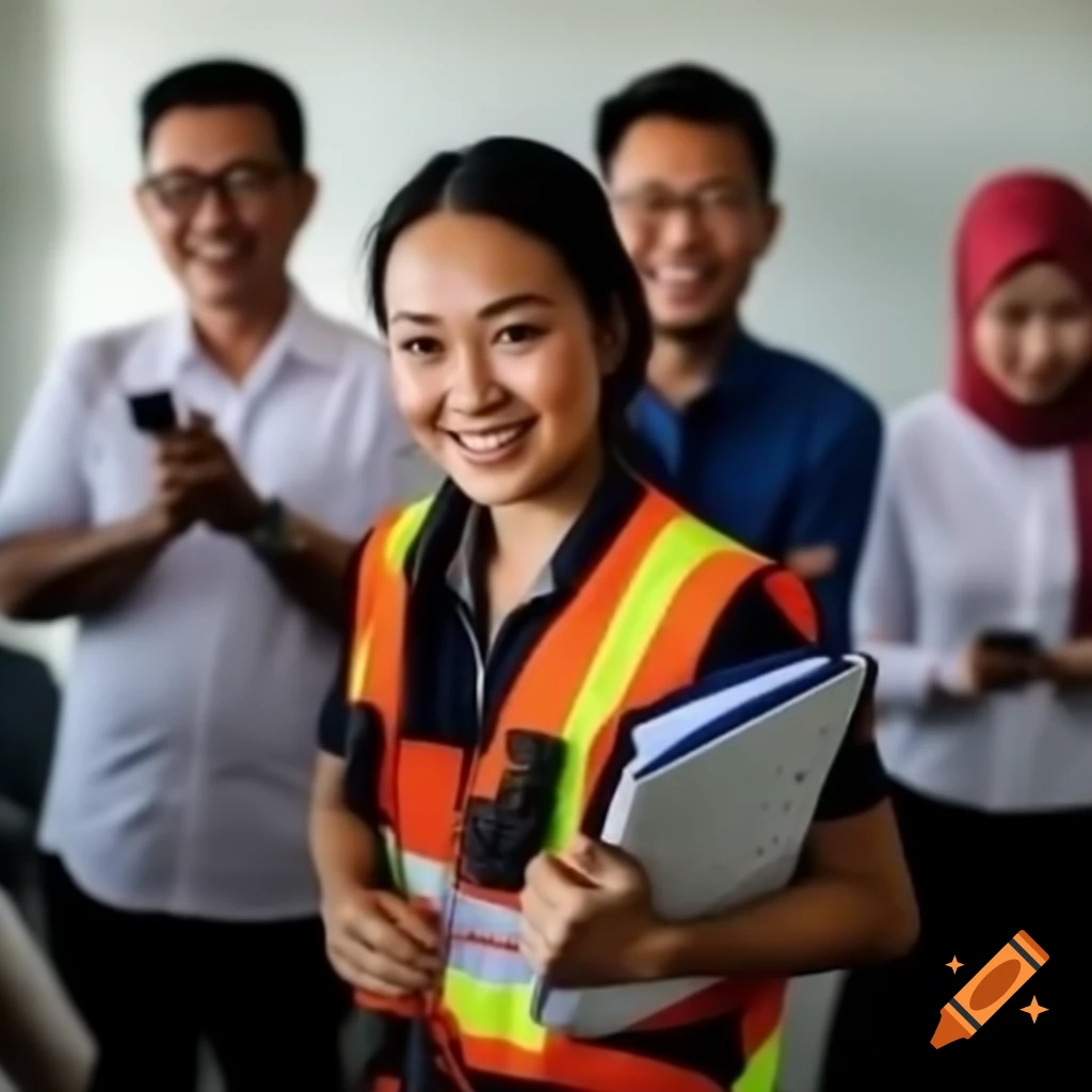 Cheerful Malaysian government workers collaborating in a flexible work environment