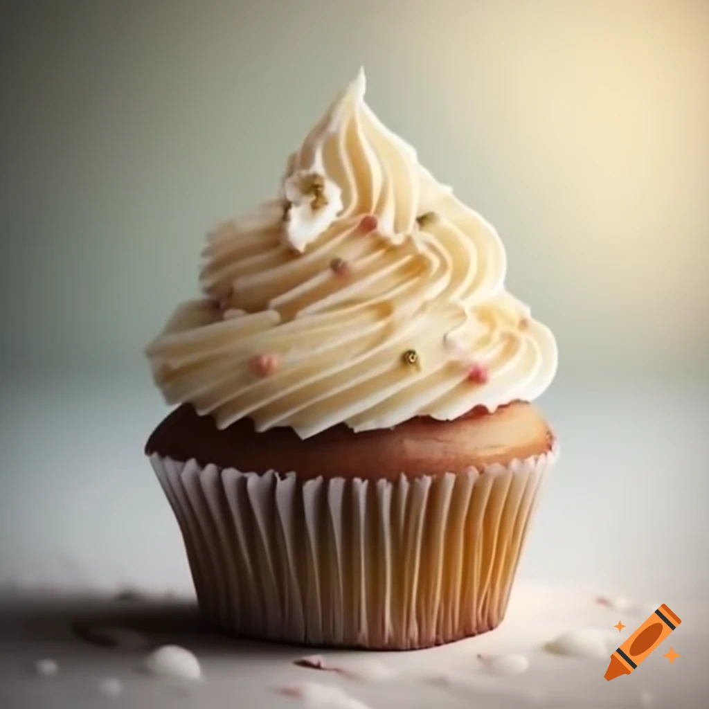 Realistic vanilla decorated cupcake