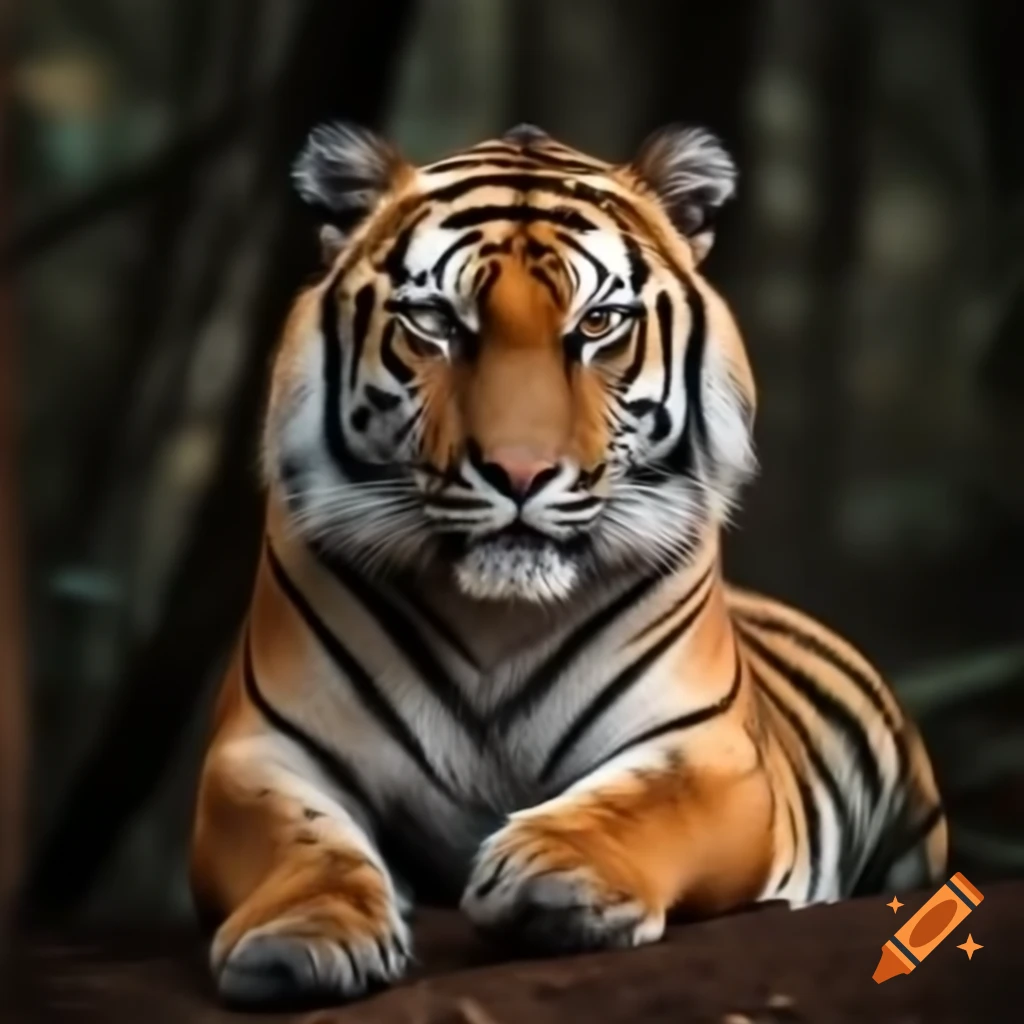 Majestic tiger resting in natural habitat