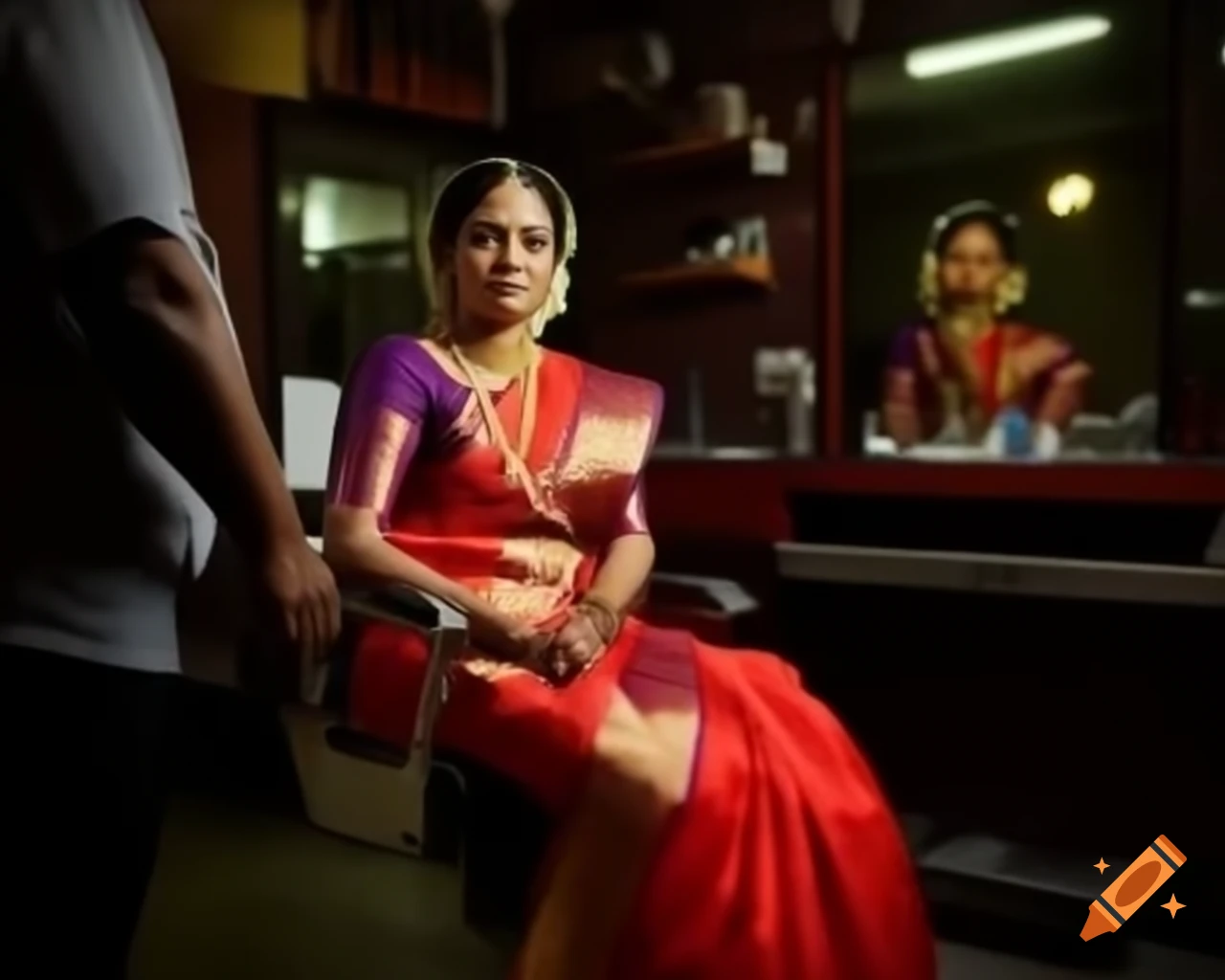 Telugu housewife at a barber's ceremony, displaying emotion