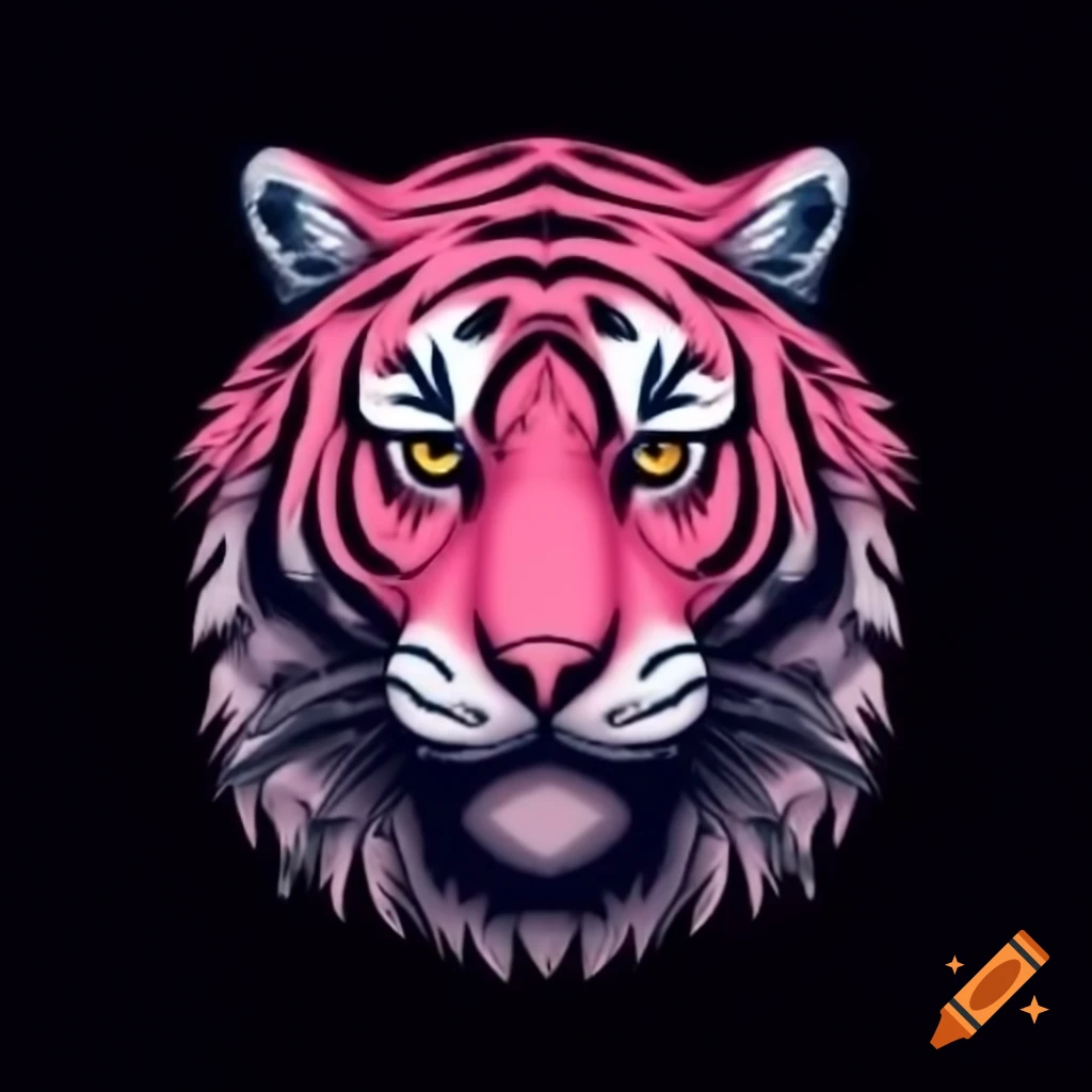 Majestic pink tiger with detailed fur and vibrant eyes
