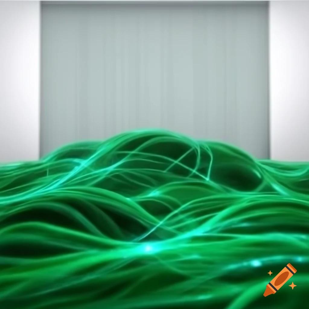 Shimmering emerald green field with bright white background