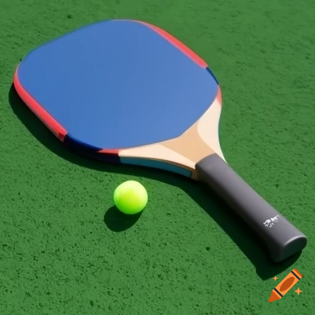 Lutheran pickleball racket next to ball