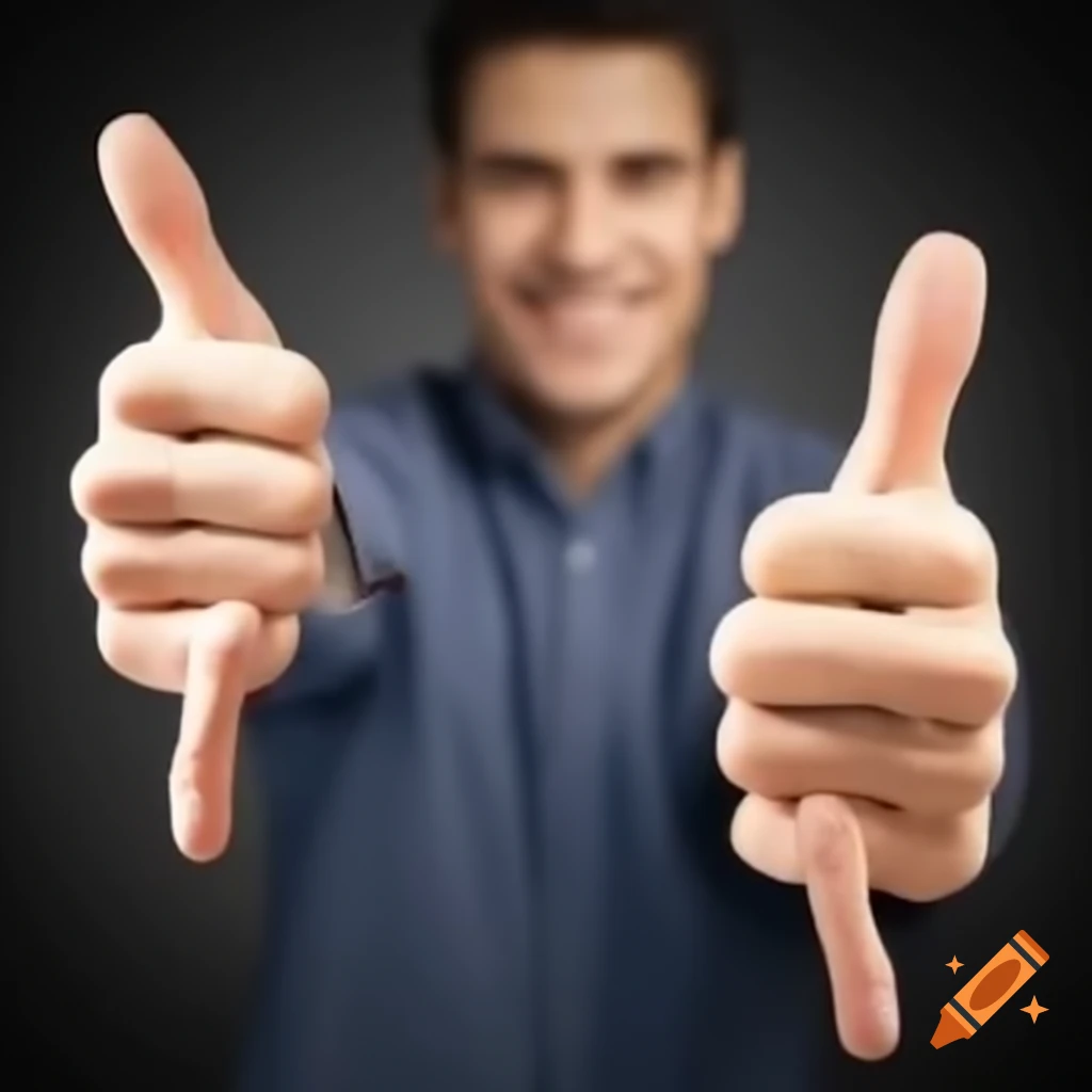Man giving thumbs up and another man giving thumbs down