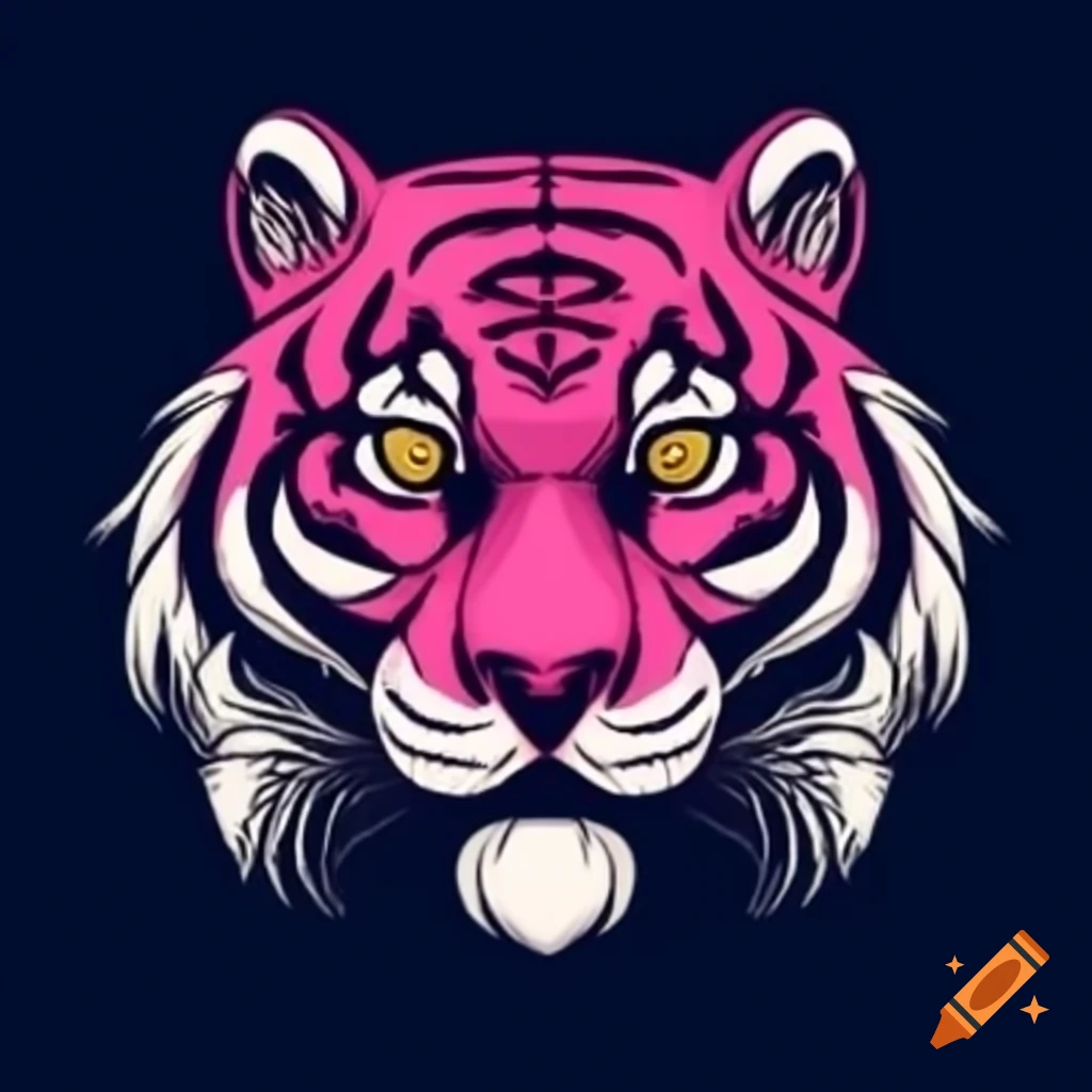 Majestic pink tiger with detailed fur and vibrant eyes