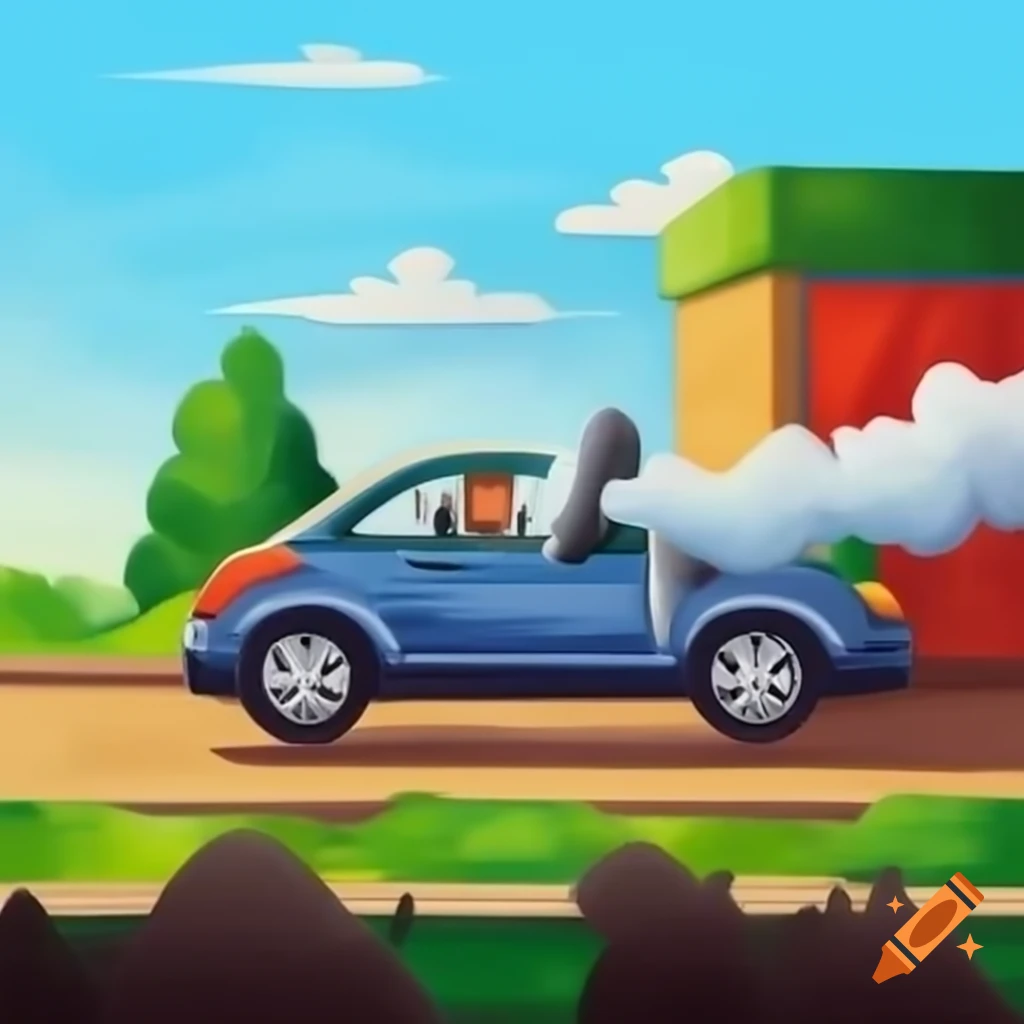 Driving car with window down and smoke escaping from inside