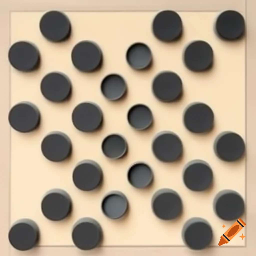 Checkers game board with pieces in action