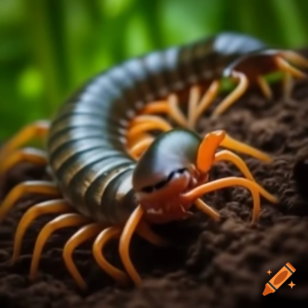 Giant centipede crawling out from under bed