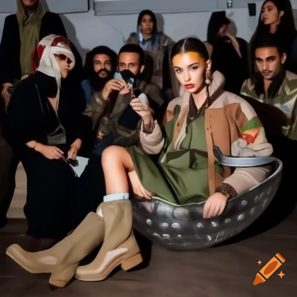 Fashion gala featuring mocha colored jackets and desert boots with models enjoying licorice
