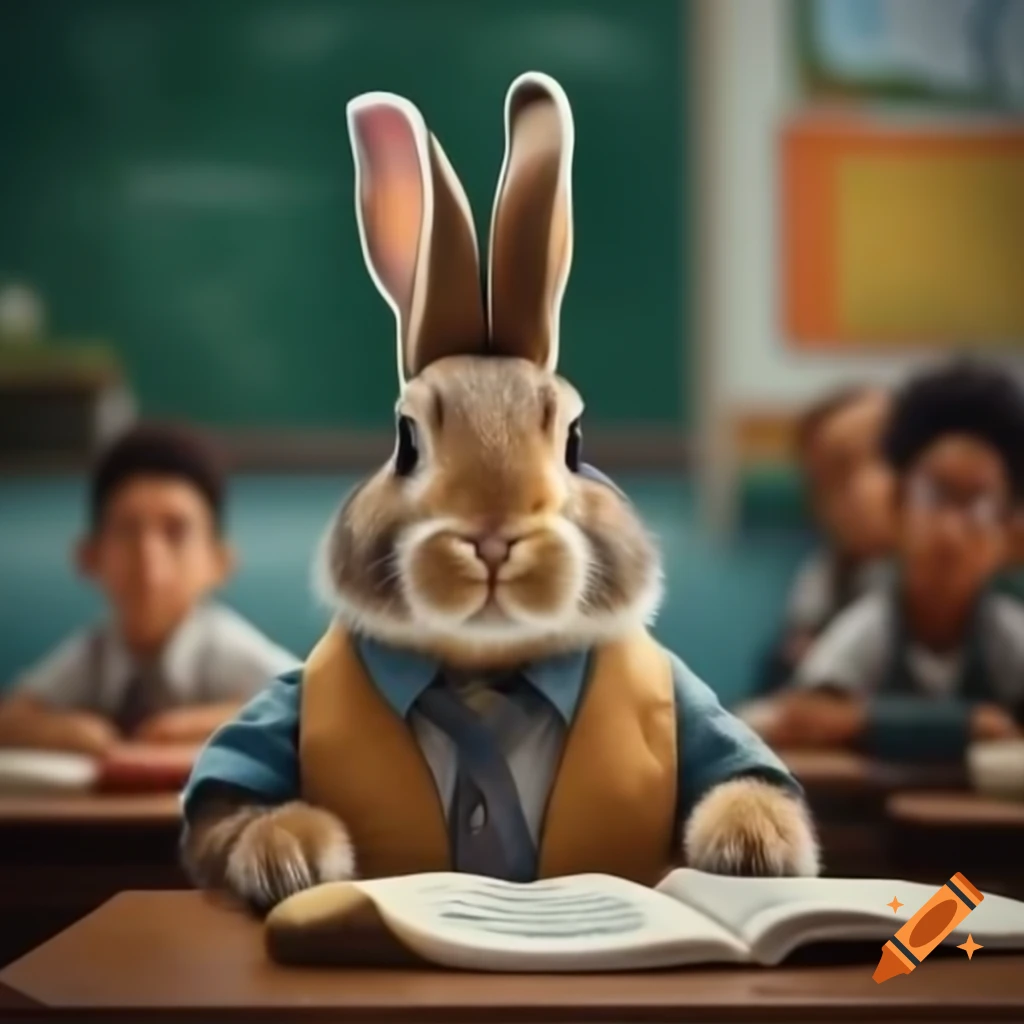 Rabbit going to school on Craiyon