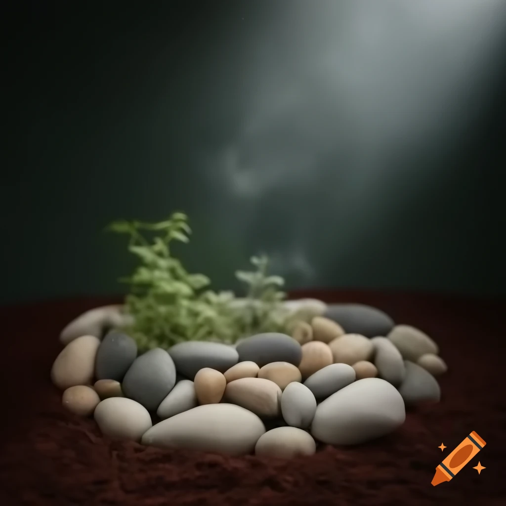 Flower bed featuring stones and simple plants