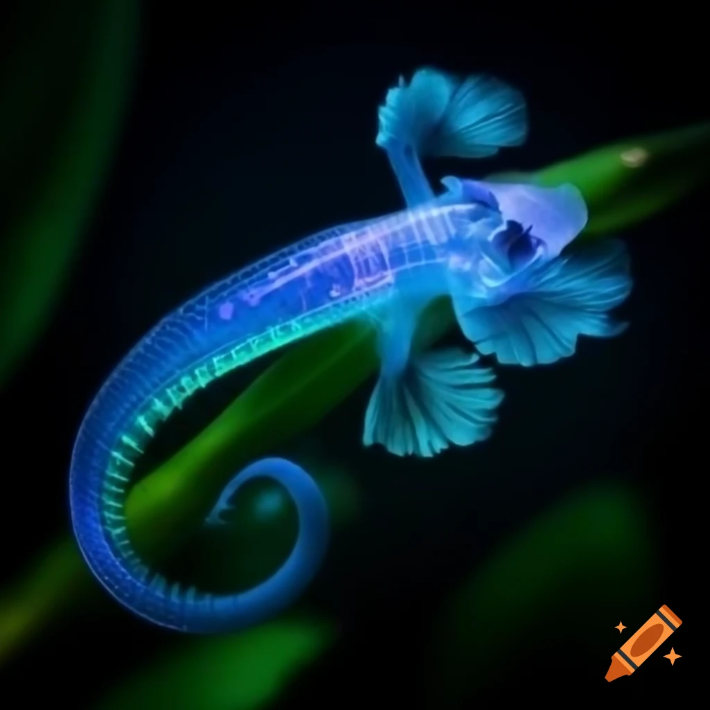Bioluminescent dragon-like siphonophore fantasy creature