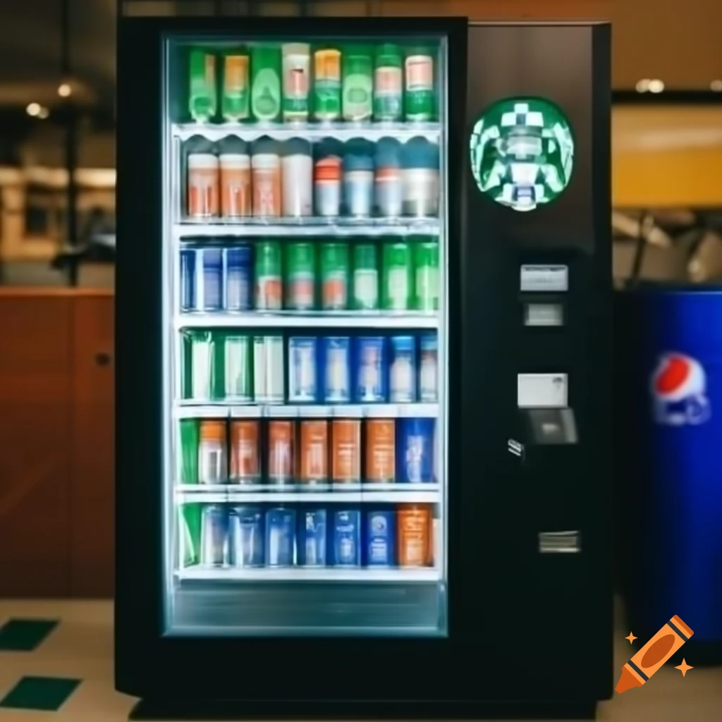 Vending machine featuring Starbucks and Pepsi drinks