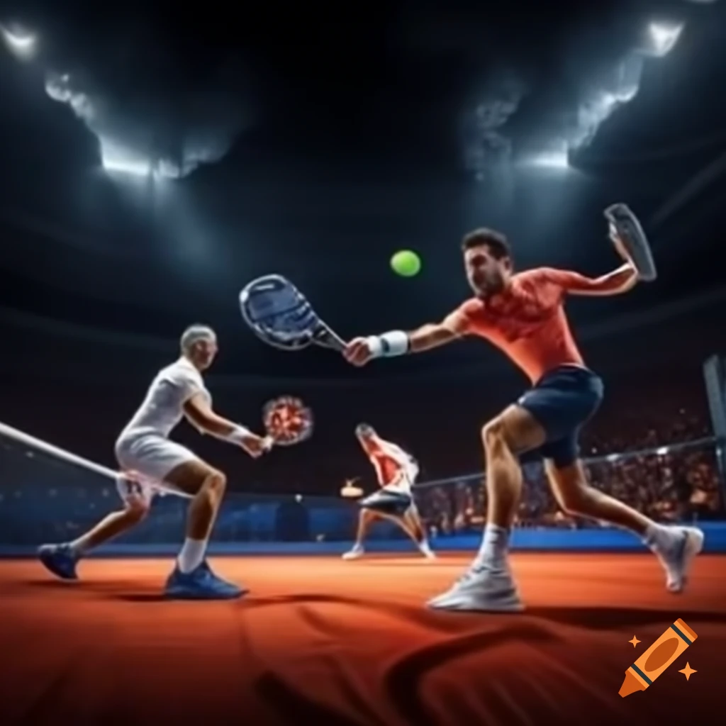 Dynamic poster of intense padel match between NovoPadel and Encostas do Sol