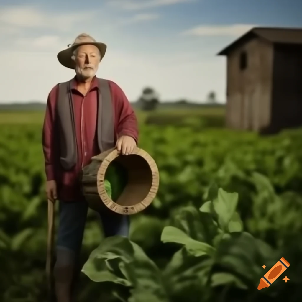 Greedy farmer discovering old well in village, pondering treasure