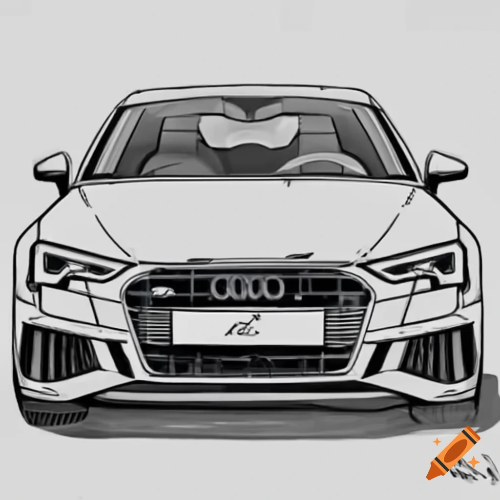 Outline sketch of front view of Audi S3 8V sedan pre-facelift