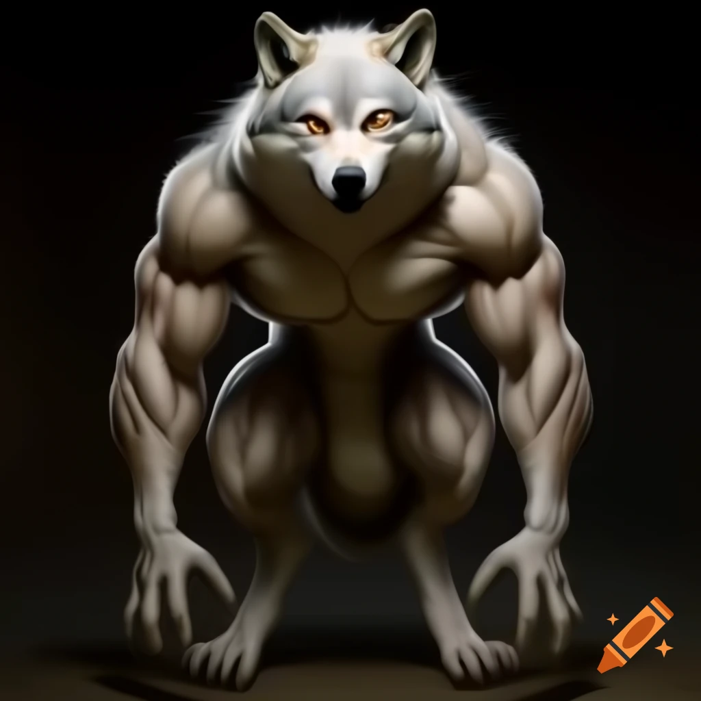 Anthro wolf with muscular physique and ultra realistic details on Craiyon