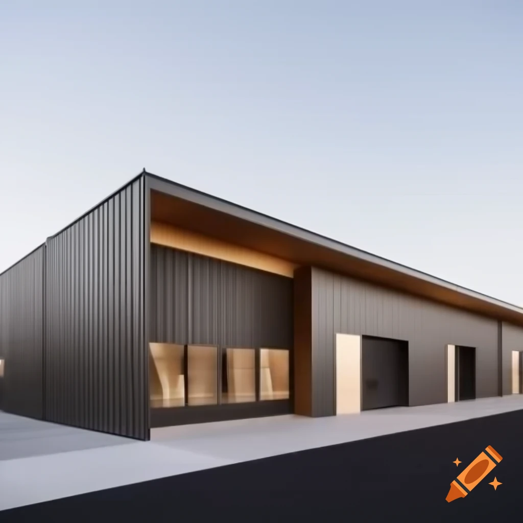 Visualization of minimalist modular homes with wood and metal finish, featuring 5 separate entrances