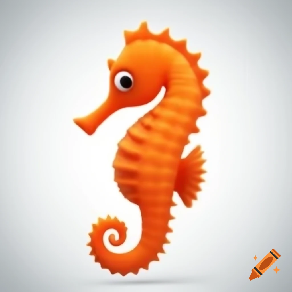 Cartoon cute orange seahorse on white background