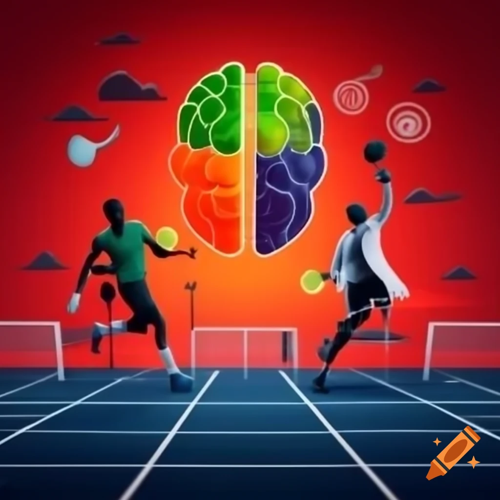 Brain Racket Sports Stylized brain silhouette integrated with sports equipment on Craiyon