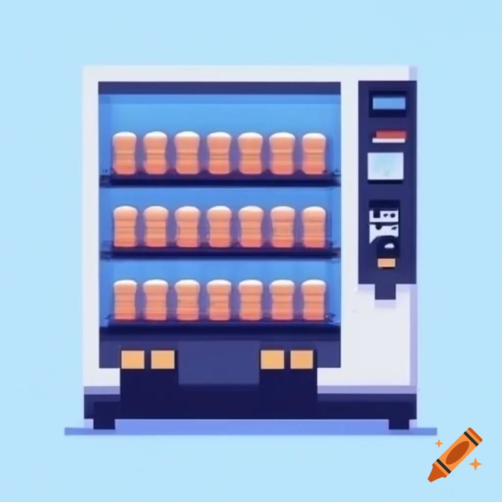 Large empty vending machine with four rows, flat front view in pixel ...