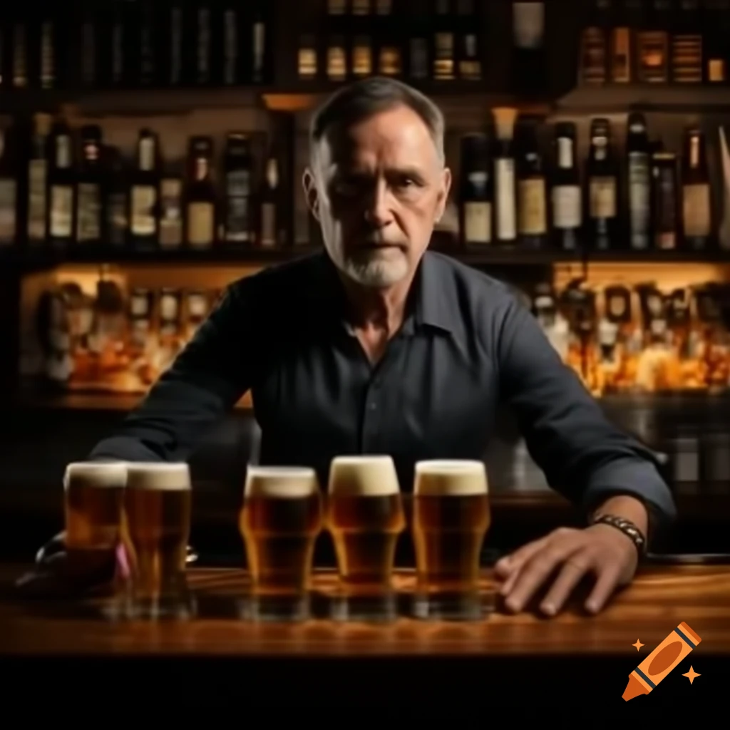 Man drinking beer in a bar