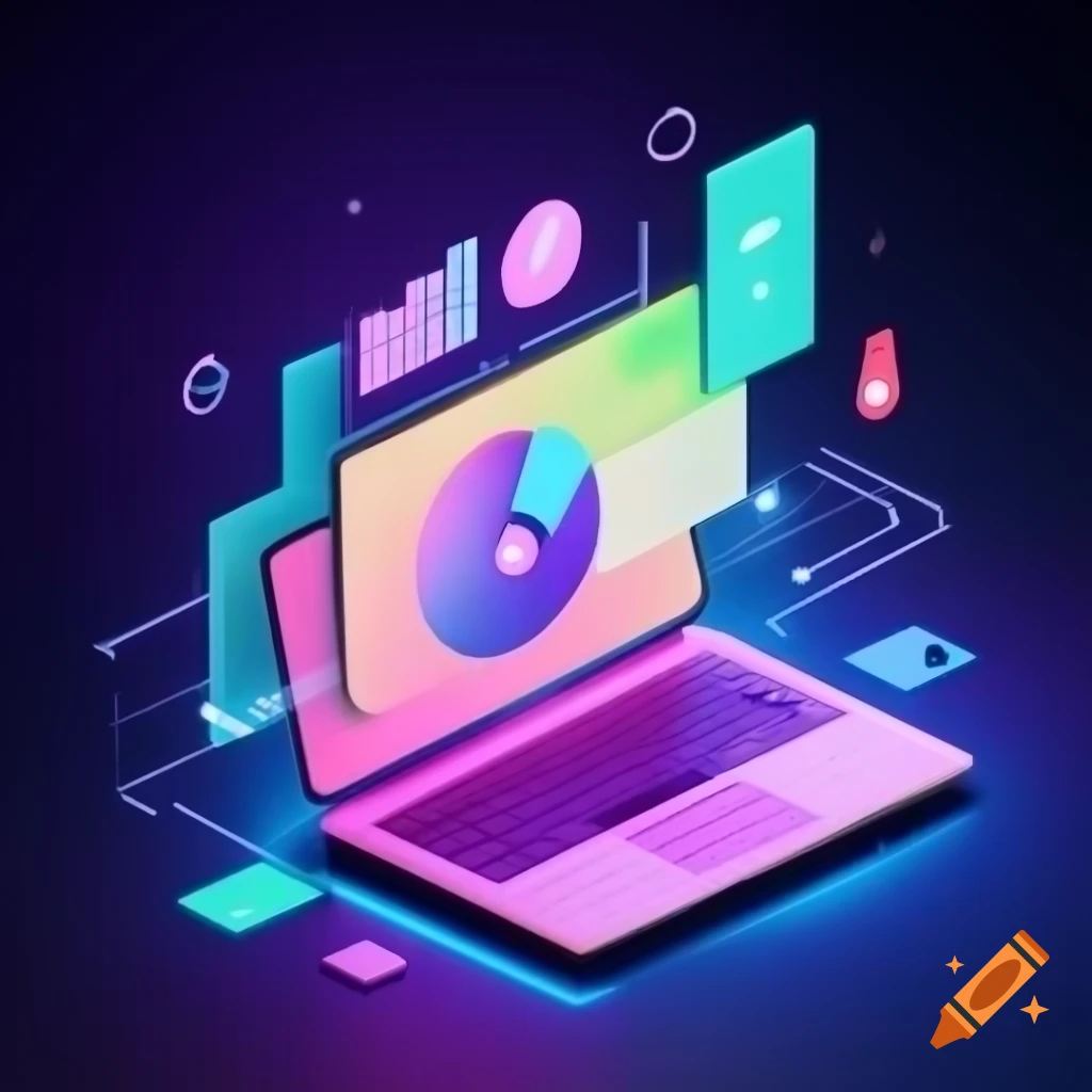 Futuristic laptop and smartphone showing Sentiment Analysis App interface in modern digital art style