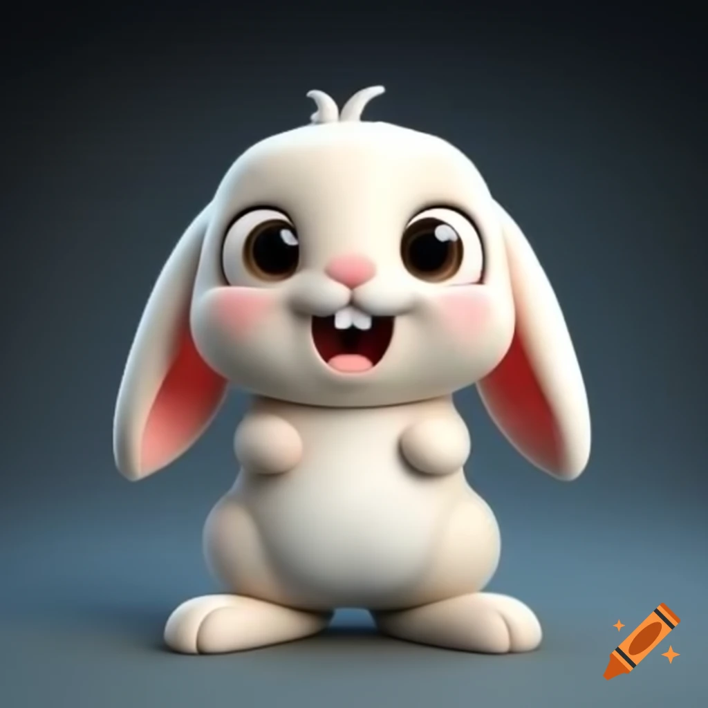 3D animated cute rabbit with big teeth
