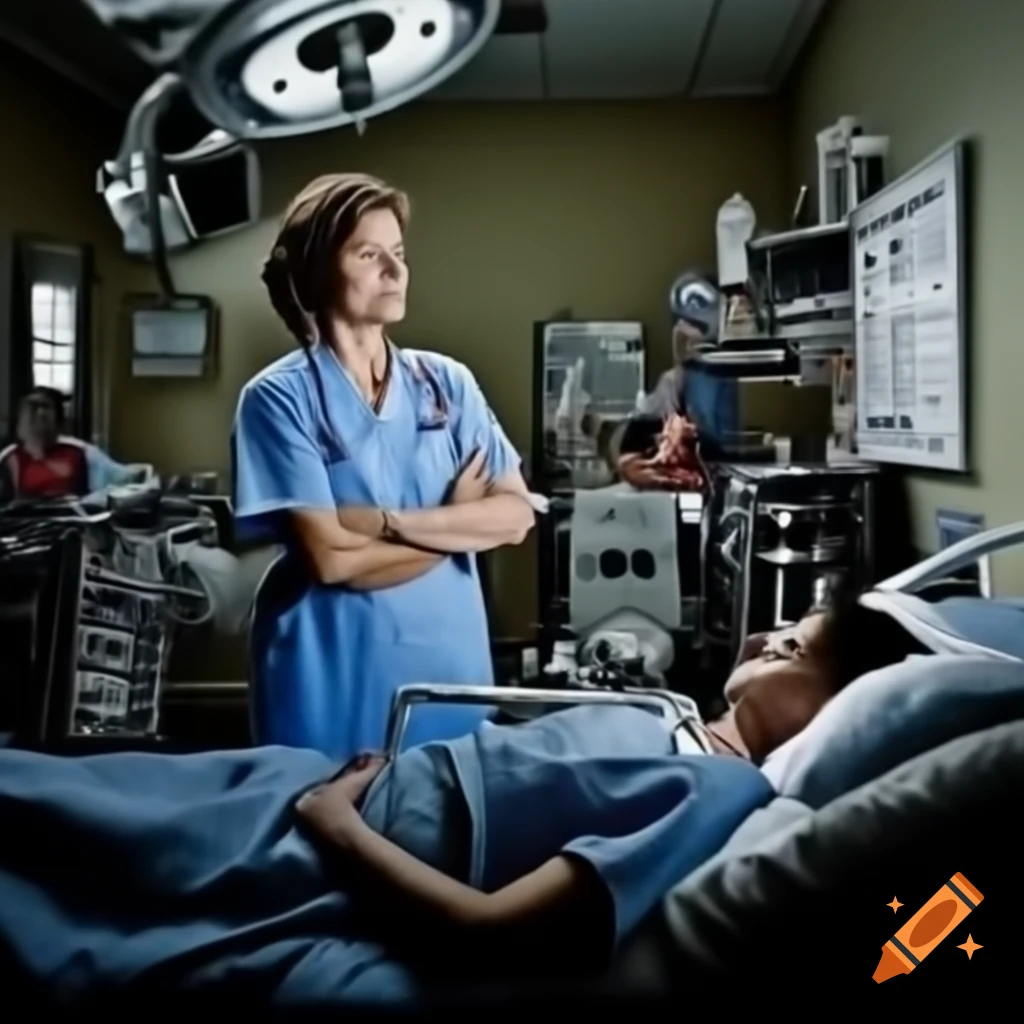 Charge nurse in Emergency Room managing patient flow with dynamic leadership during chaotic scene