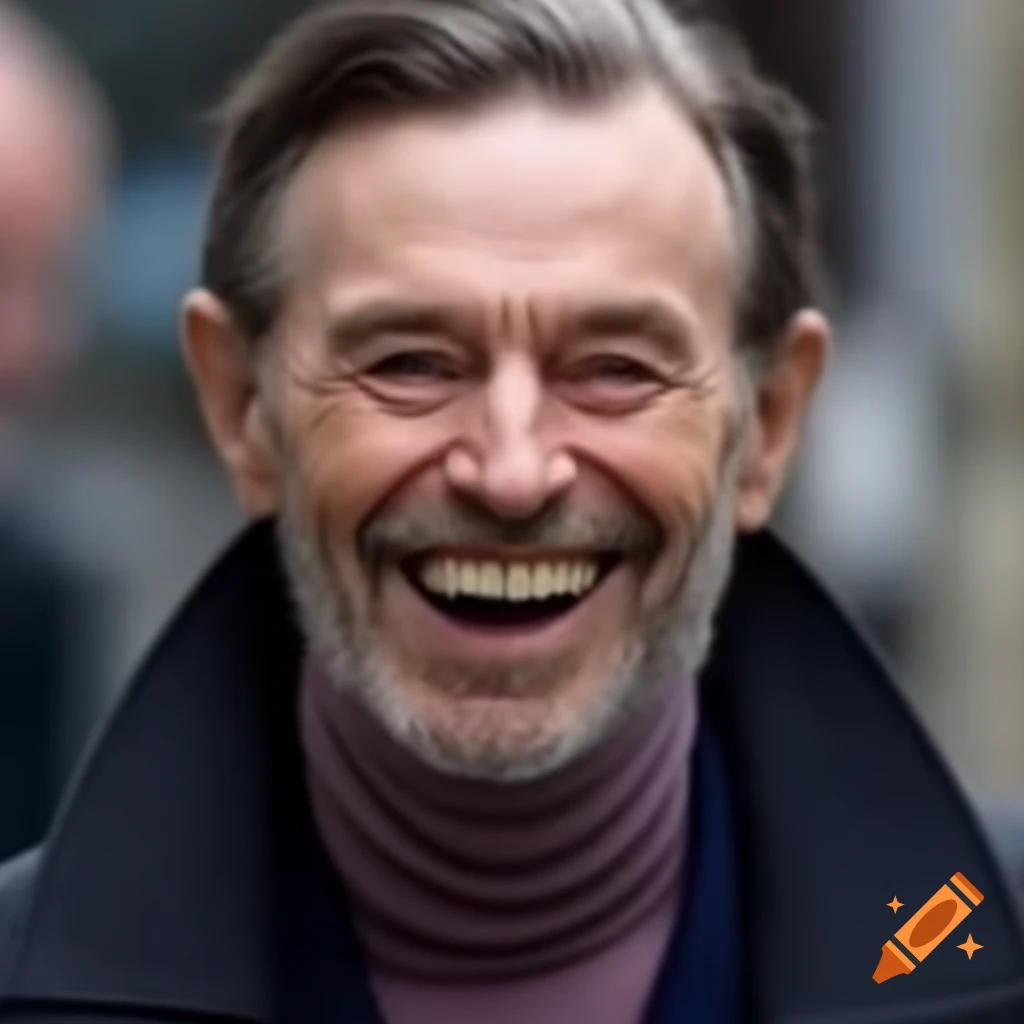Person walking happily with a smile
