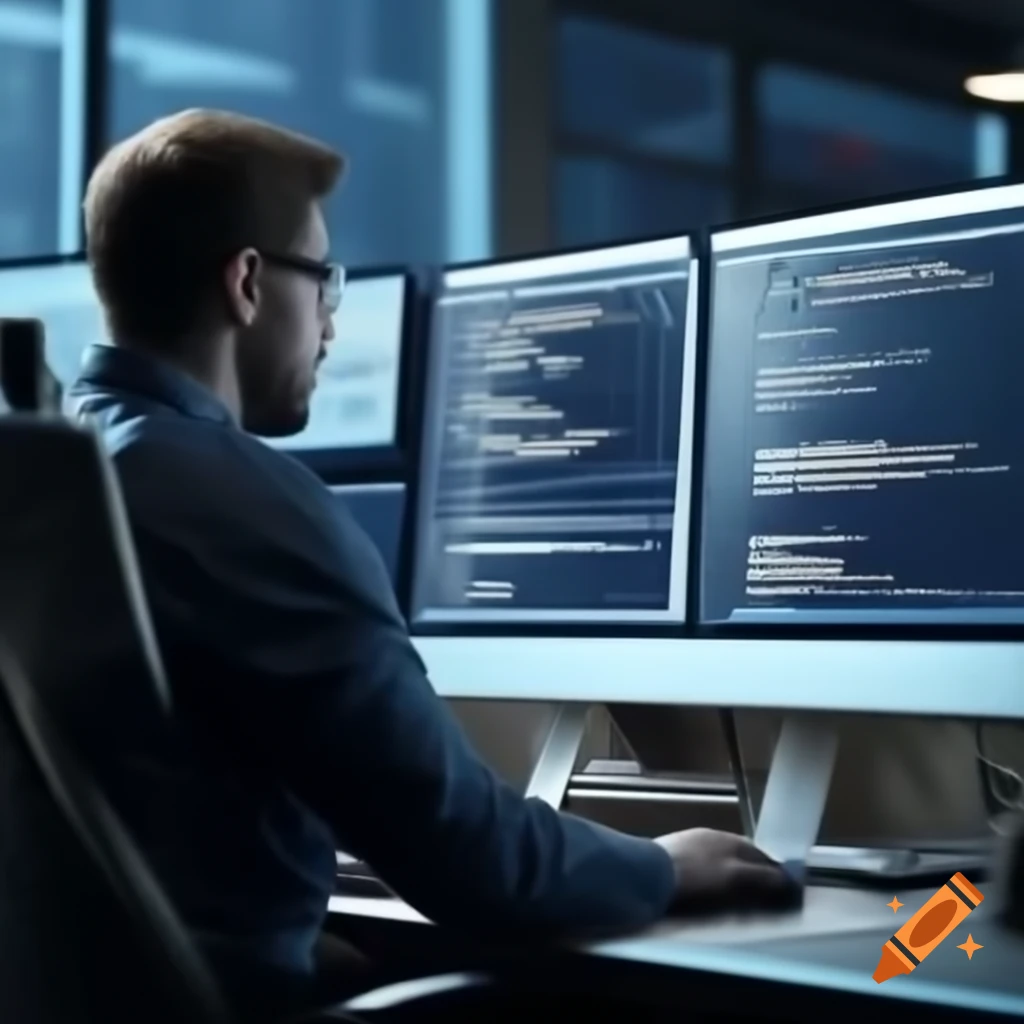 Successful software engineer in a modern workspace