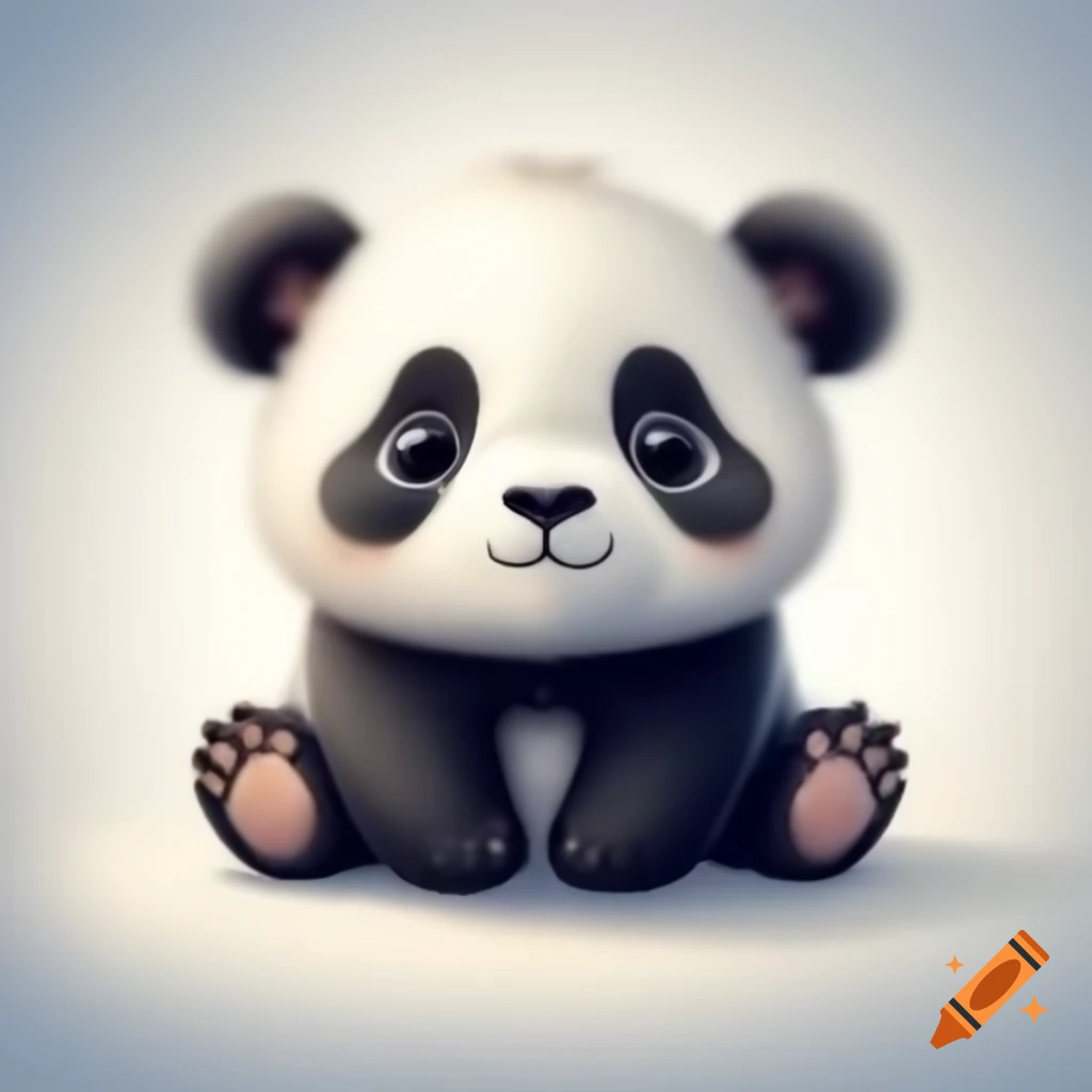 Charming cartoon panda with expressive eyes on white background