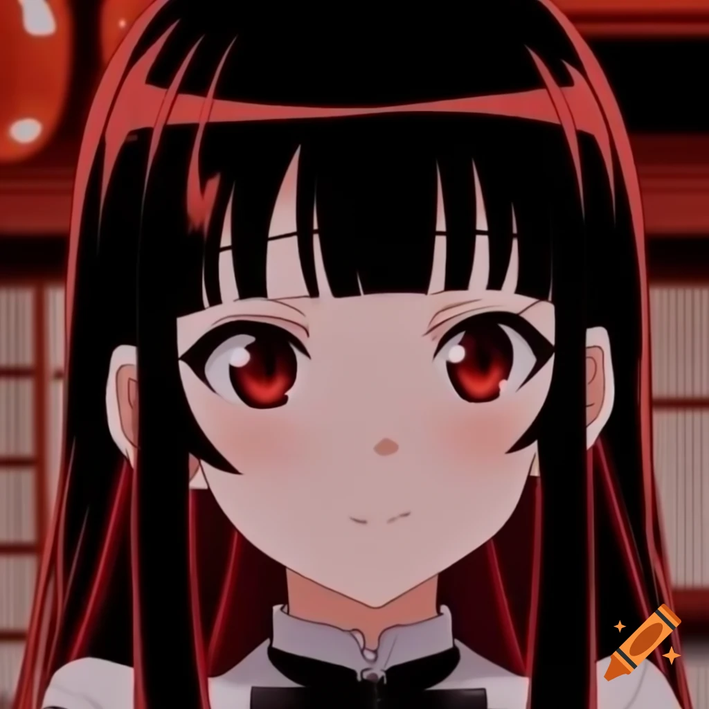 Young character with dark red hair and black eyes in classic anime style